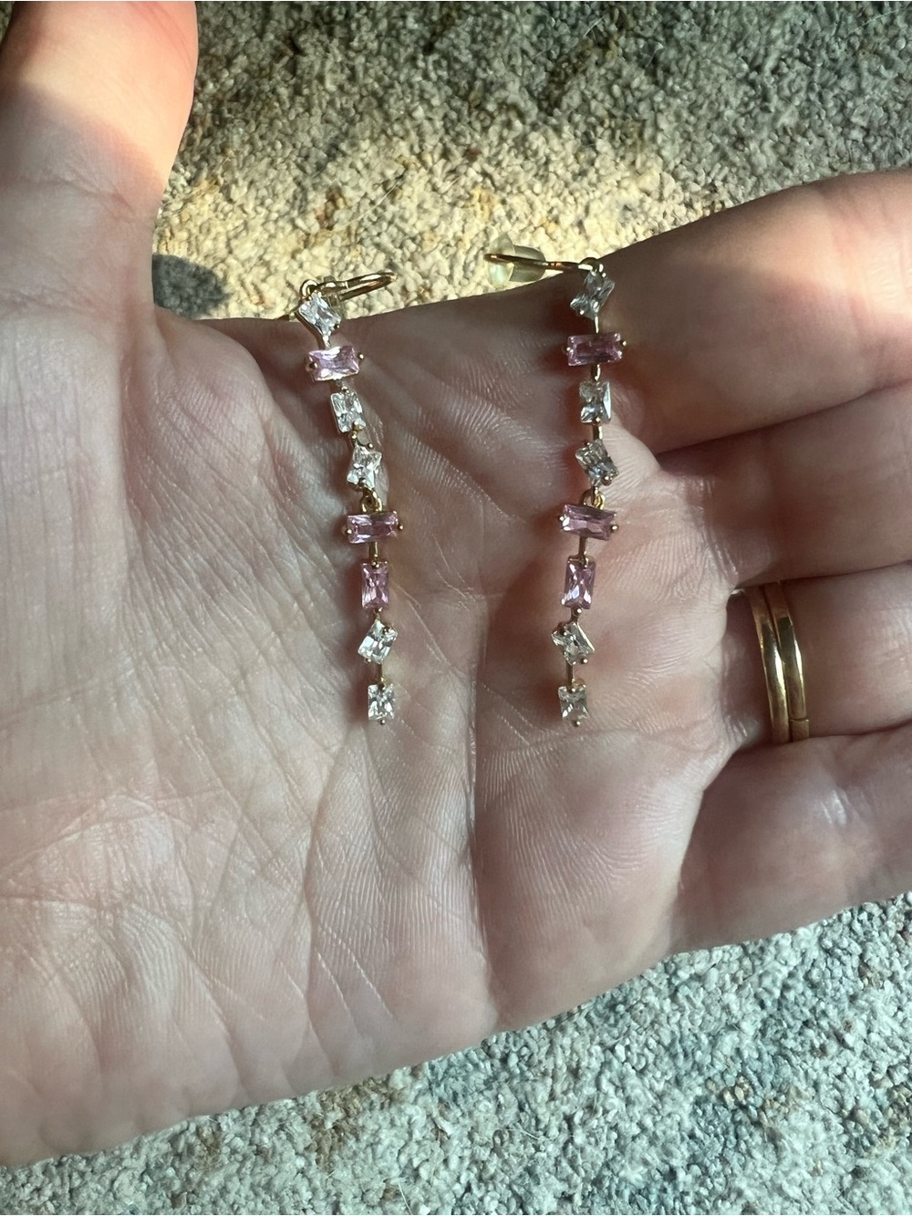 Delicate Pink Crystal Drop Earrings - Women Jewelry